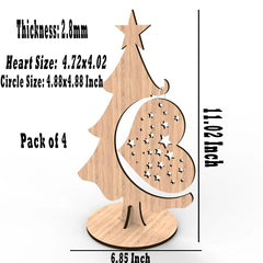 American Elm Christmas Holders Pack of 4 Wooden Stands MDF Display Cutouts for Holiday Decor