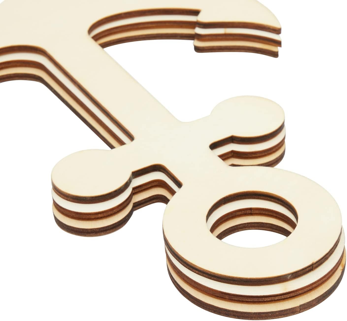 Wooden puzzle piece with a unique design on a white background