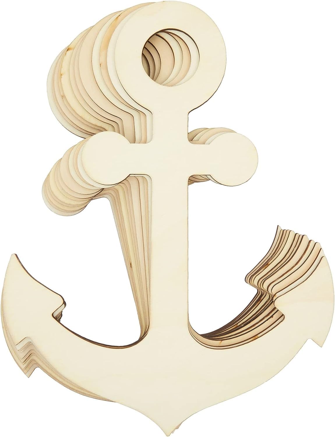 Wooden anchor decorative item on a white background