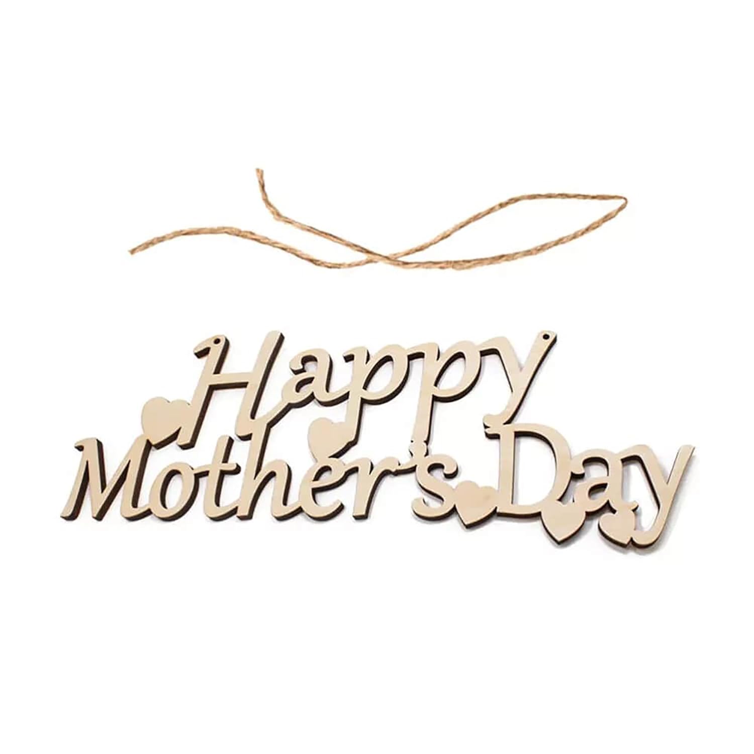 Wooden 'Happy Mother's Day' decoration on a white background