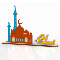 Cliths Wooden Eid Mubarak Table Sign Islamic Ramadan Home Decor Centerpiece for Festive Table Decorations