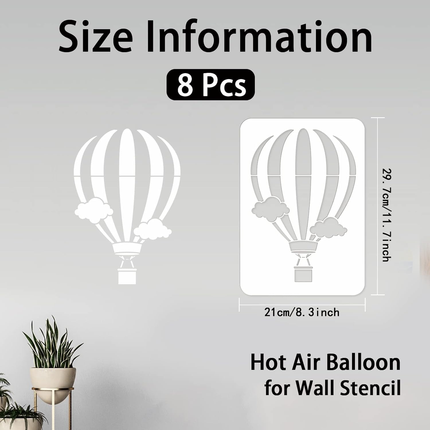 hot air balloon stencil for home decor