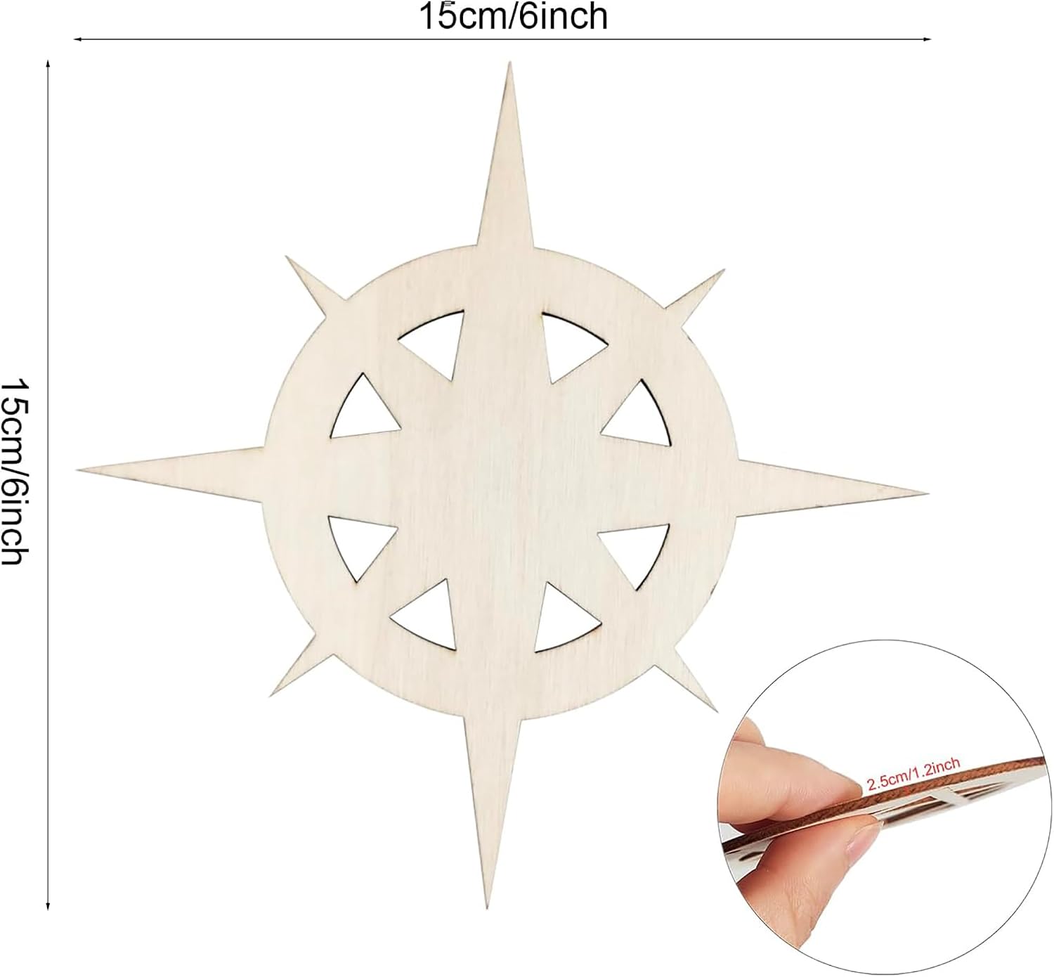 compass shape wooden cutout for diy painting