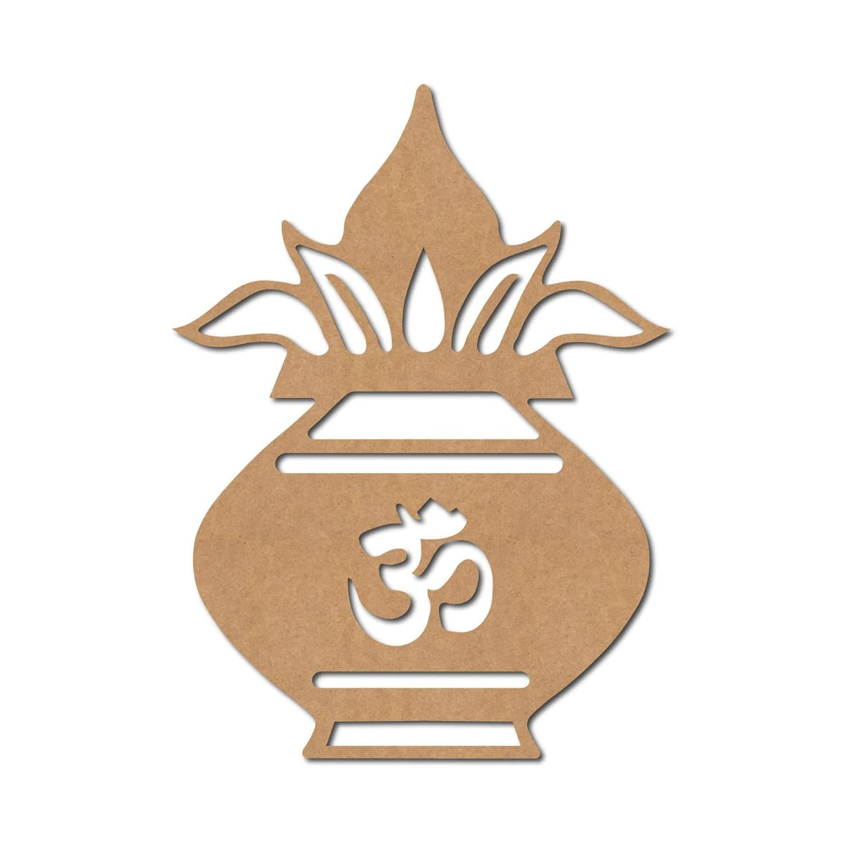 Decorative item with a floral design and Om symbol on a white background