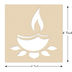 Beige cardboard with white cut-out design resembling a flame, dimensions indicated.