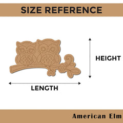 Size reference chart with an owl design and measurements labeled 'Length' and 'Height', set against a white background.