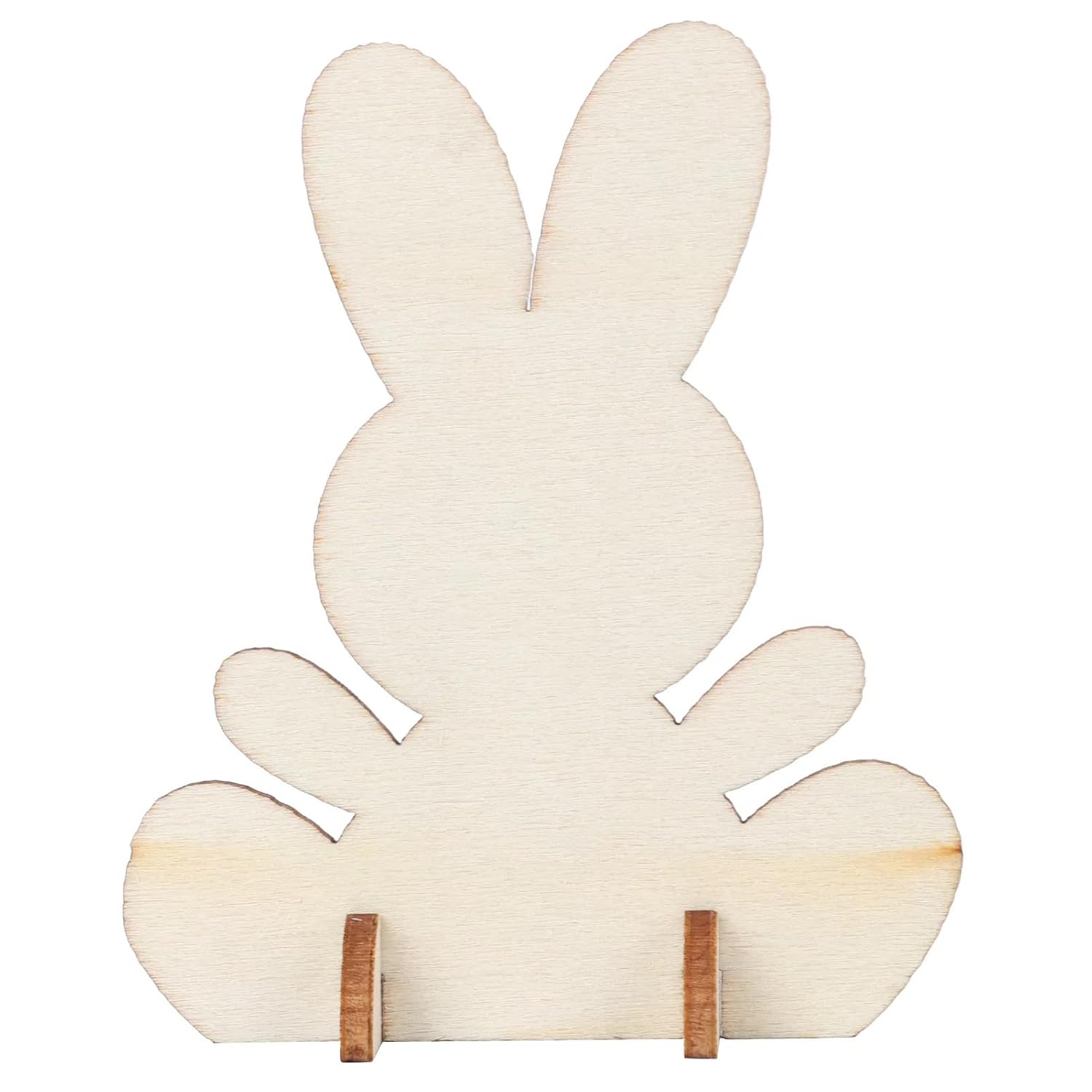Wooden bunny-shaped decoration on a white background