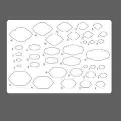 Sheet of pre-cut shapes with numbers on a gray background