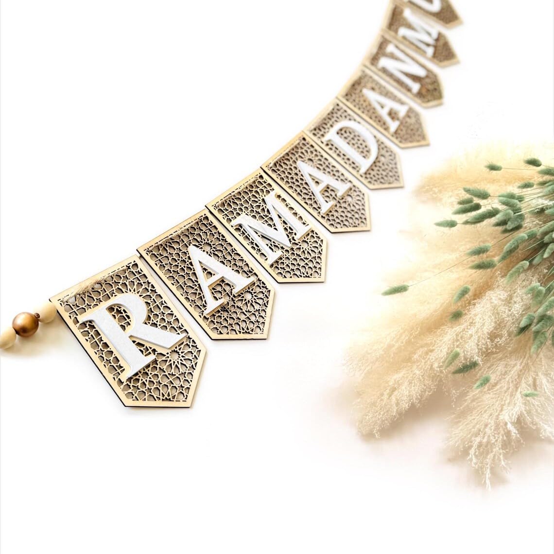 Cliths Ramadan Mubarak Wooden Banner Islamic Wall Decor Eid Arabic Calligraphy Lightweight Hanging