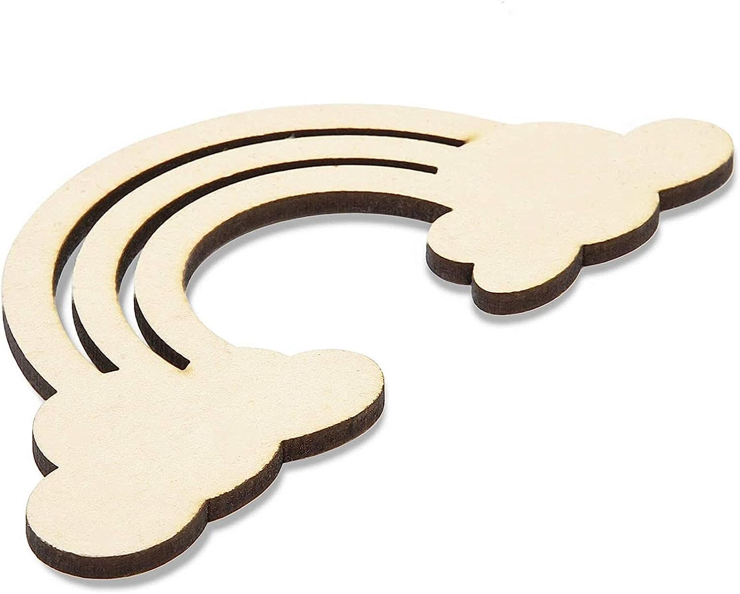 Wooden rainbow-shaped toy on a white background