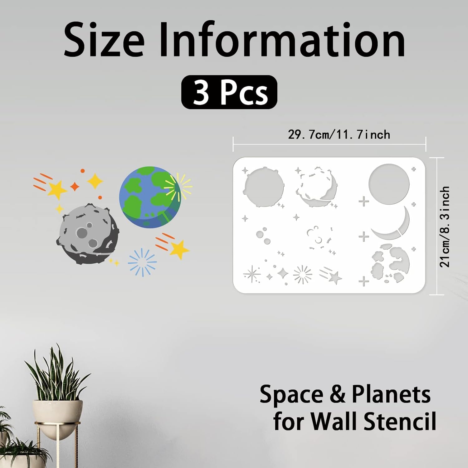 space theme wall stencil for kids room
