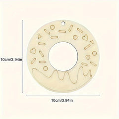 Cliths Pcs10 Handmade Wooden Donut Craft Pendant with Heart