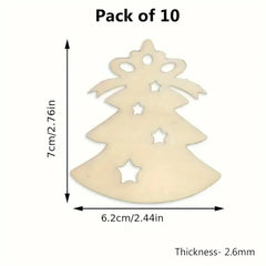 Cliths 10 Pack Wooden Tree Ornaments Paintable MDF Blanks for Easter Crafts DIY Holiday Decor & Gifts