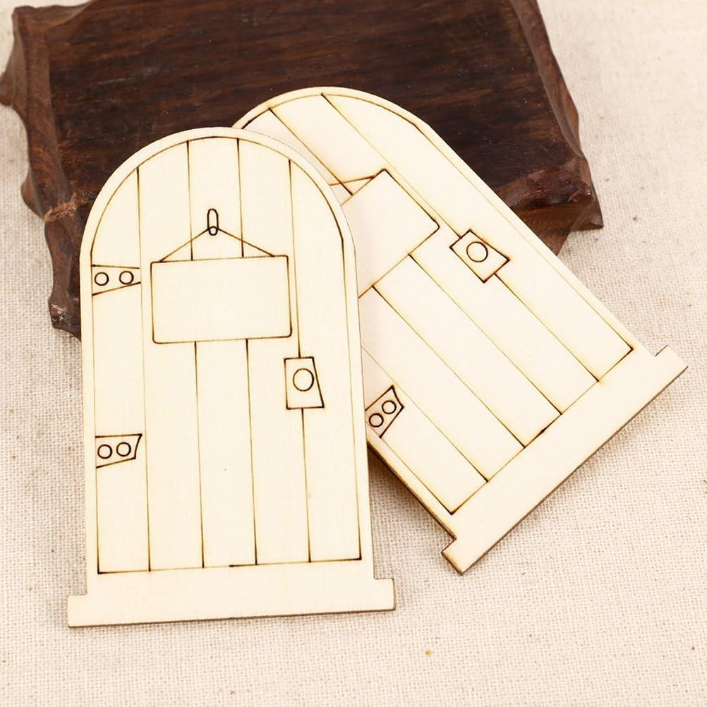 Wooden fairy door on a textured surface