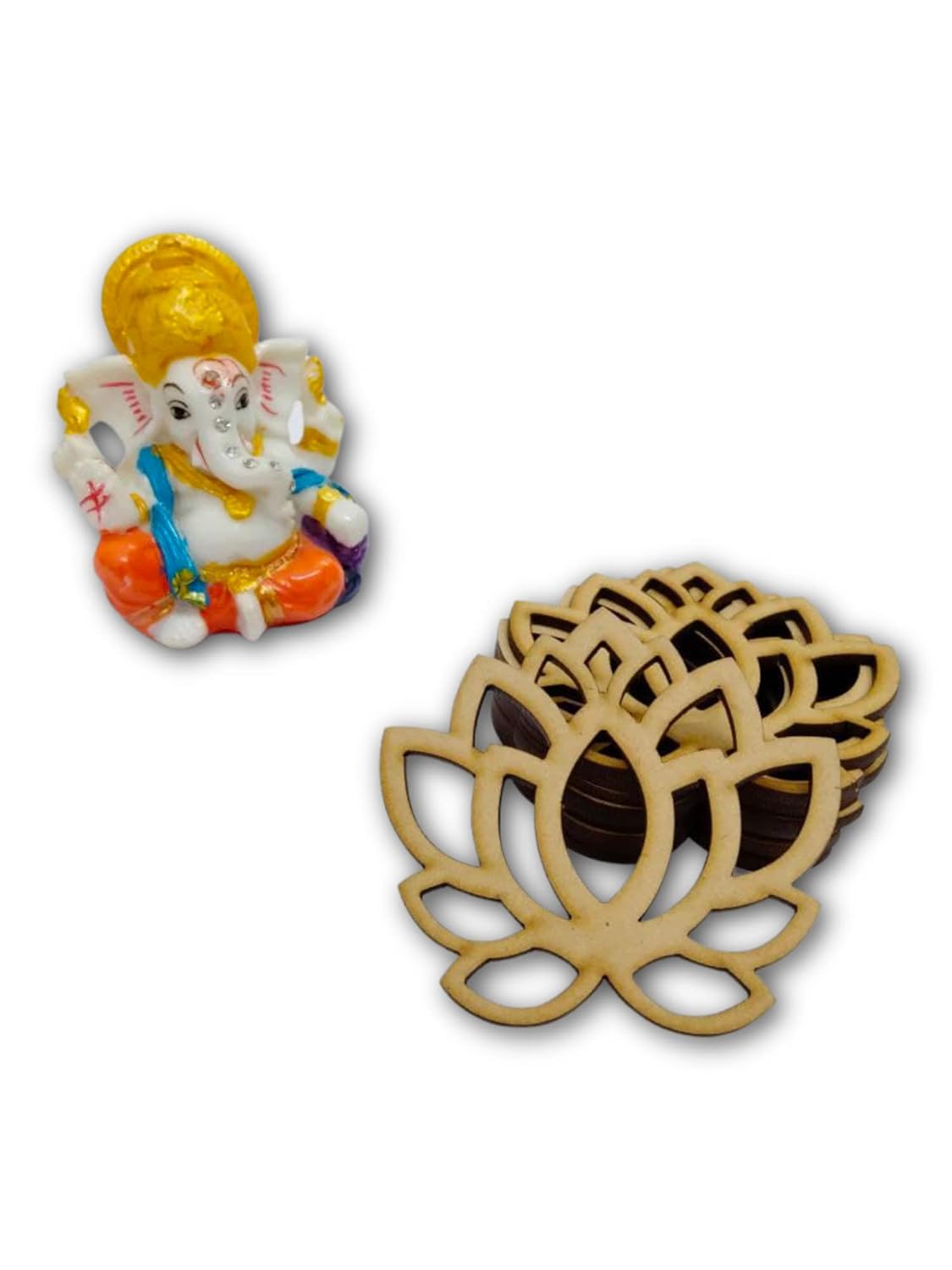 Decorative item with a colorful figure of a deity on a white background