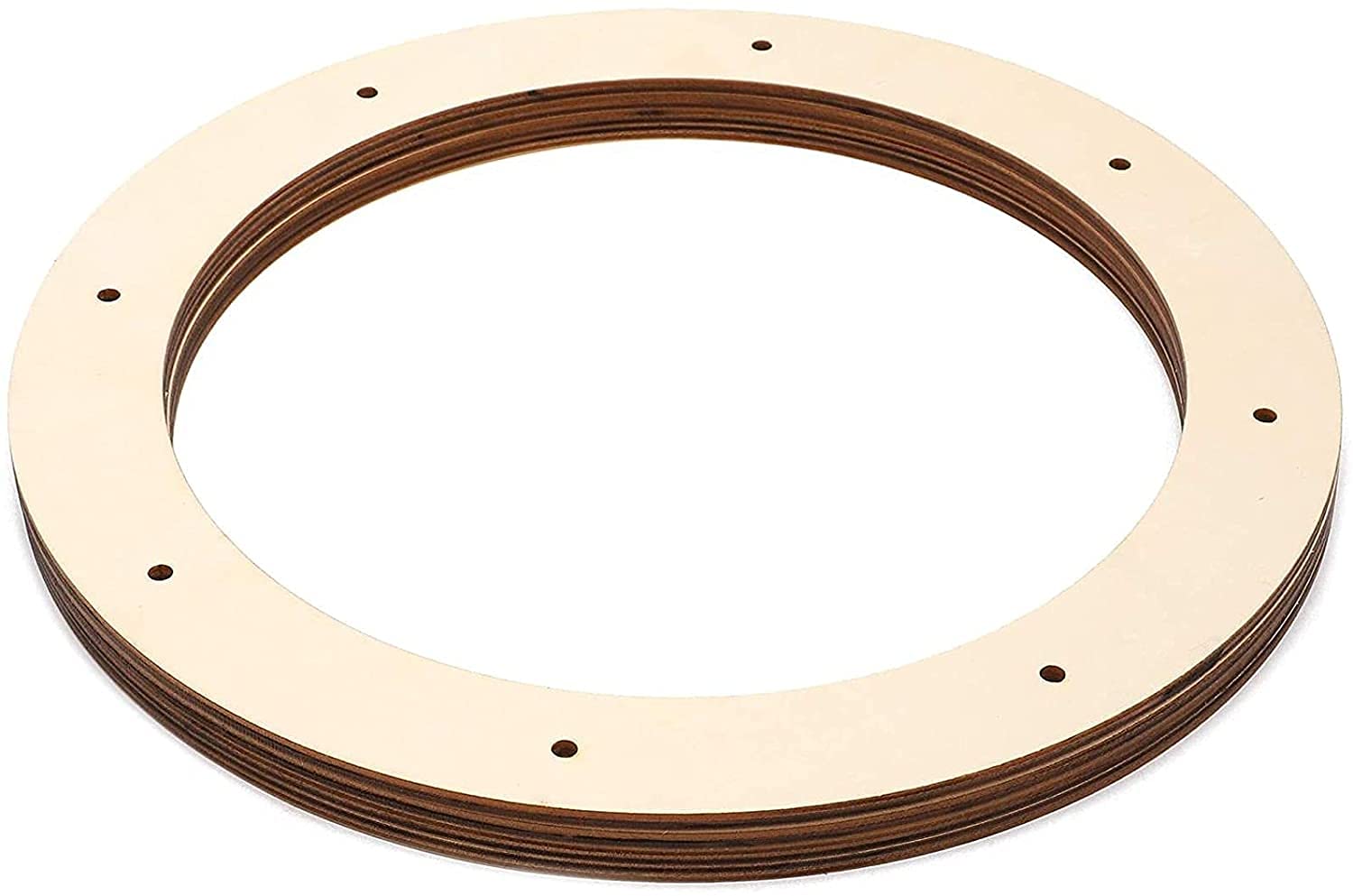 Wooden ring with a central hole on a white background