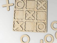 Cliths Wooden Tic Tac Toe Game Classic XO Board Family Puzzle Game with Pine MDF Playing Pieces Toy for Kids