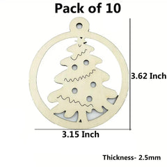 Wooden Christmas tree ornament with measurements on a white background