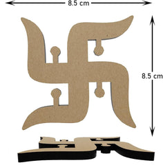 Cardboard swastika symbol with measurements on a white background