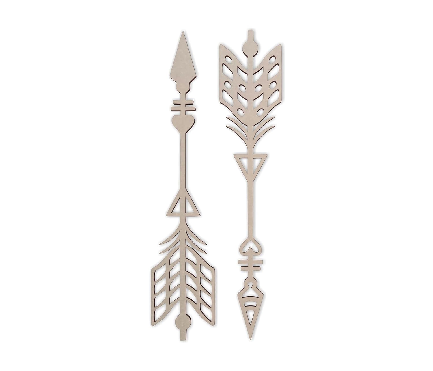 Decorative arrow-shaped objects on a white background