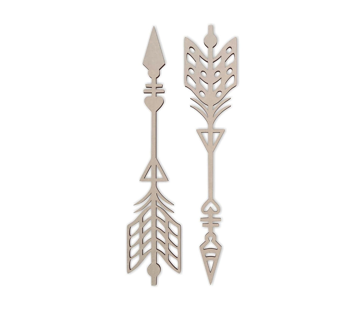 Decorative arrow-shaped objects on a white background