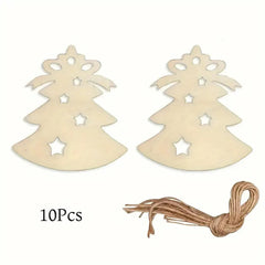 Cliths 10 Pack Wooden Tree Ornaments Paintable MDF Blanks for Easter Crafts DIY Holiday Decor & Gifts