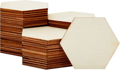 Hexagonal wooden coasters stacked on a white background
