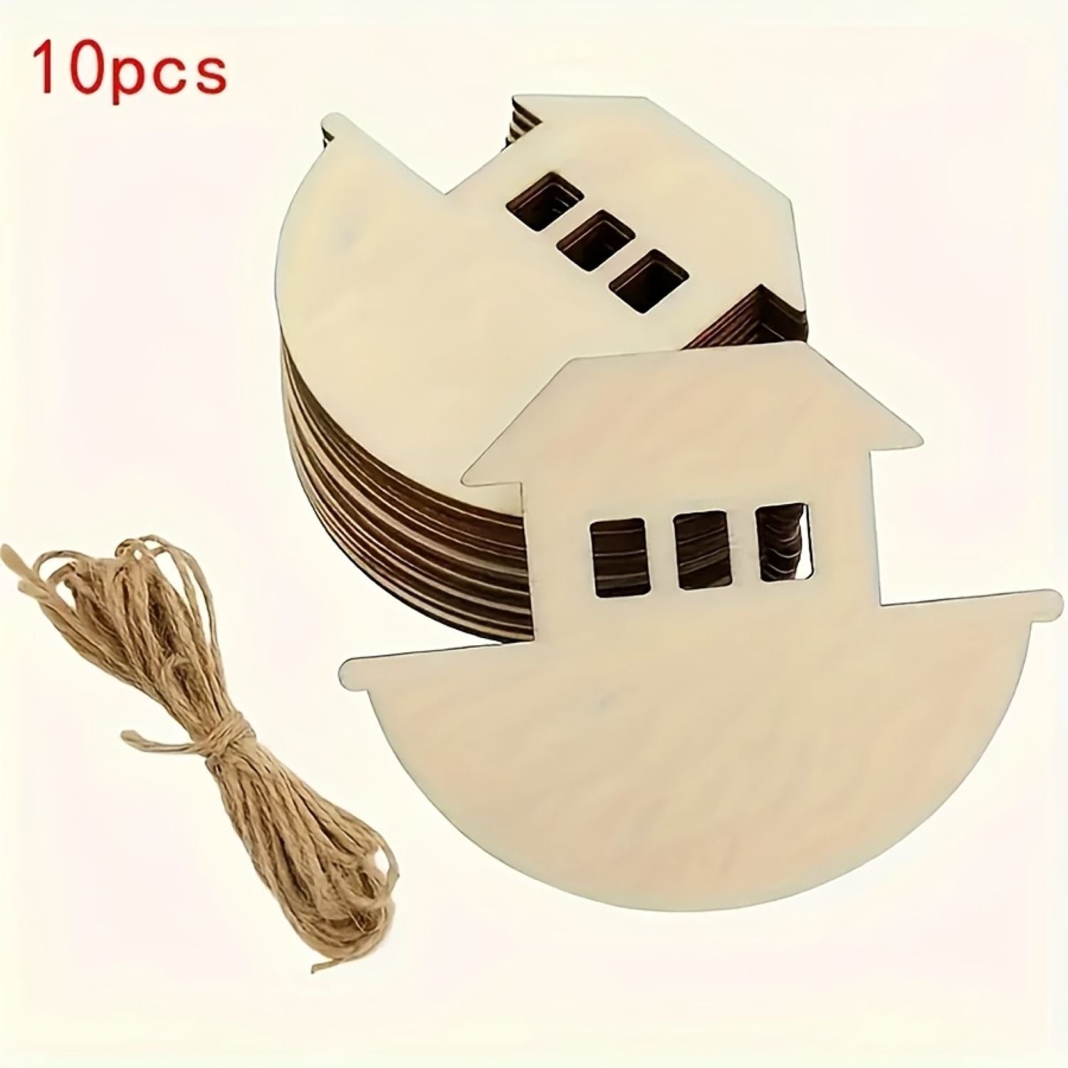 wooden craft cutouts with rope
