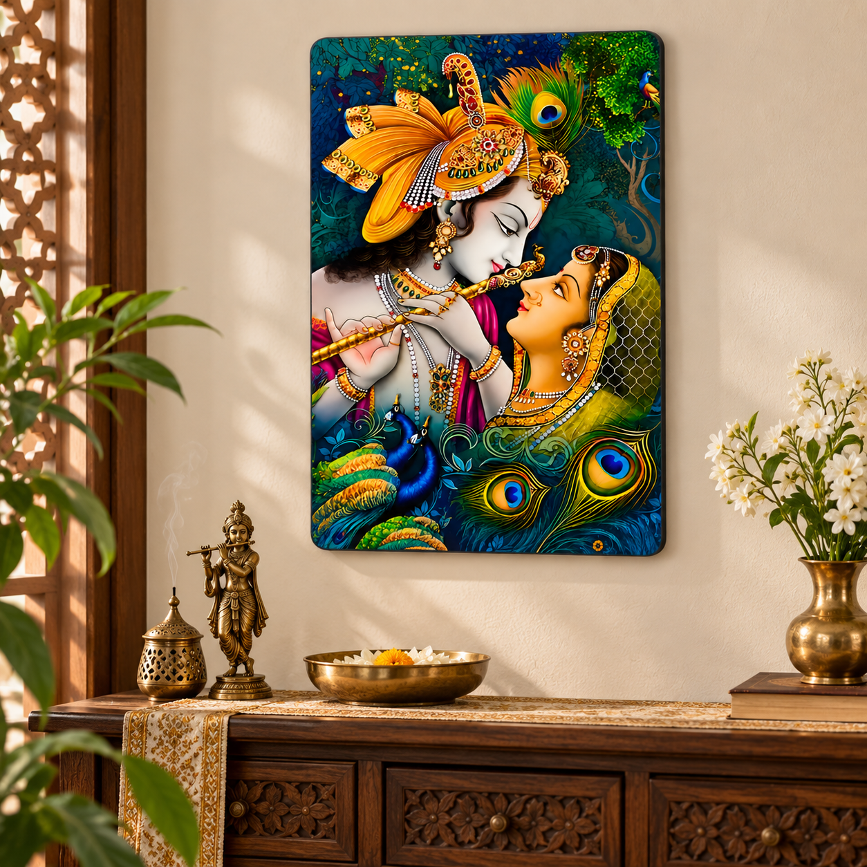 Radha Krishna wall art housewarming gift