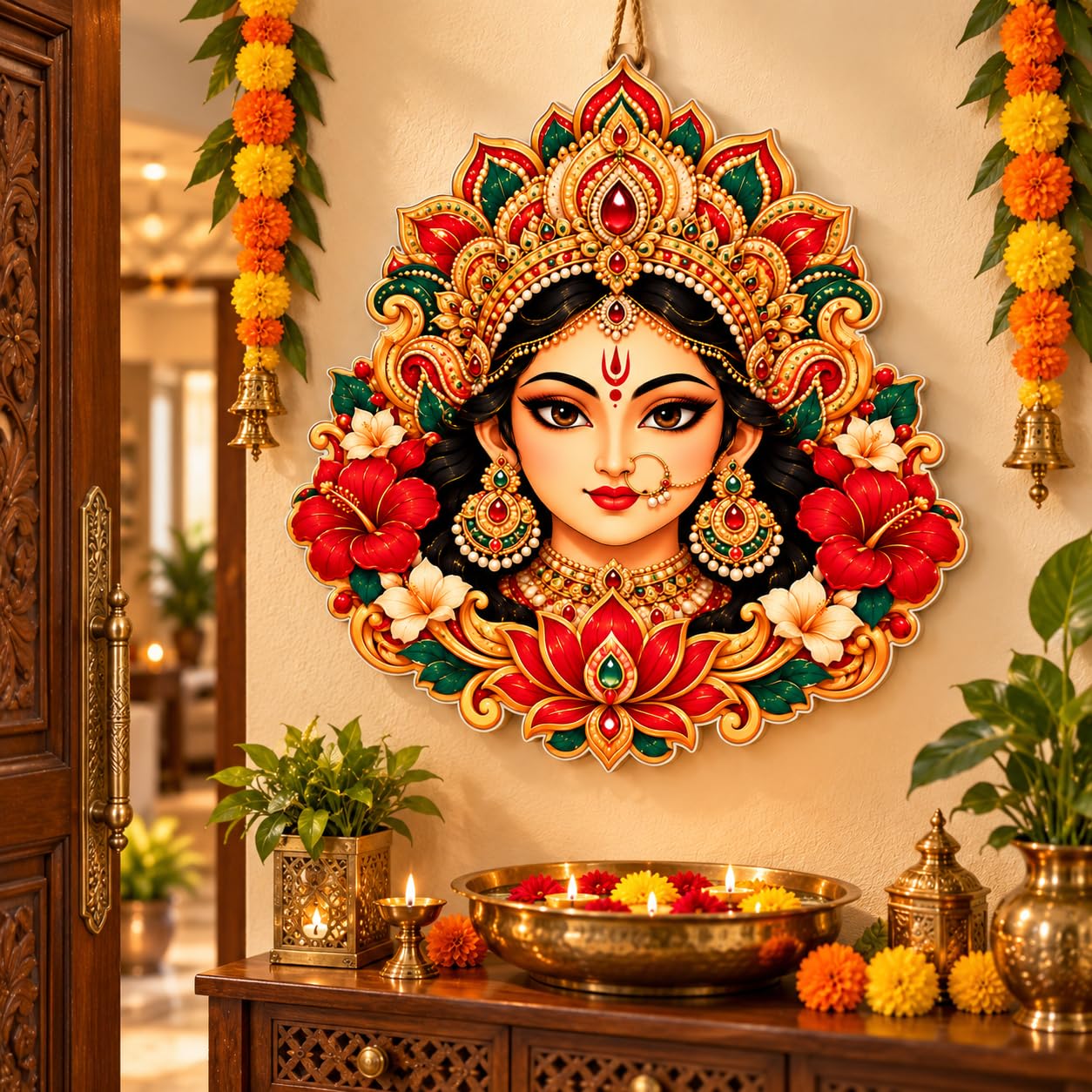 Durga Devi wall hanging for puja room