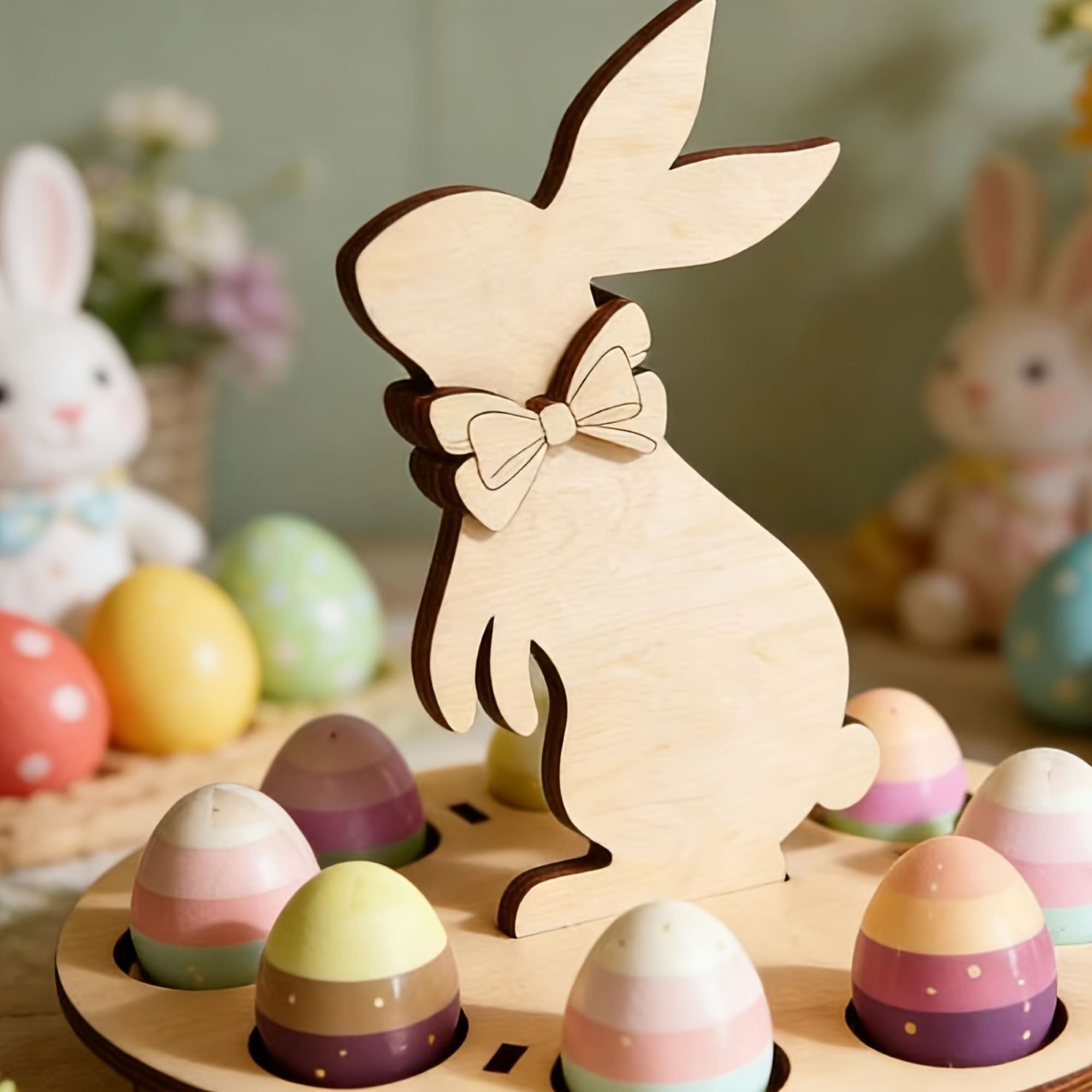 Easter decoration wooden egg stand