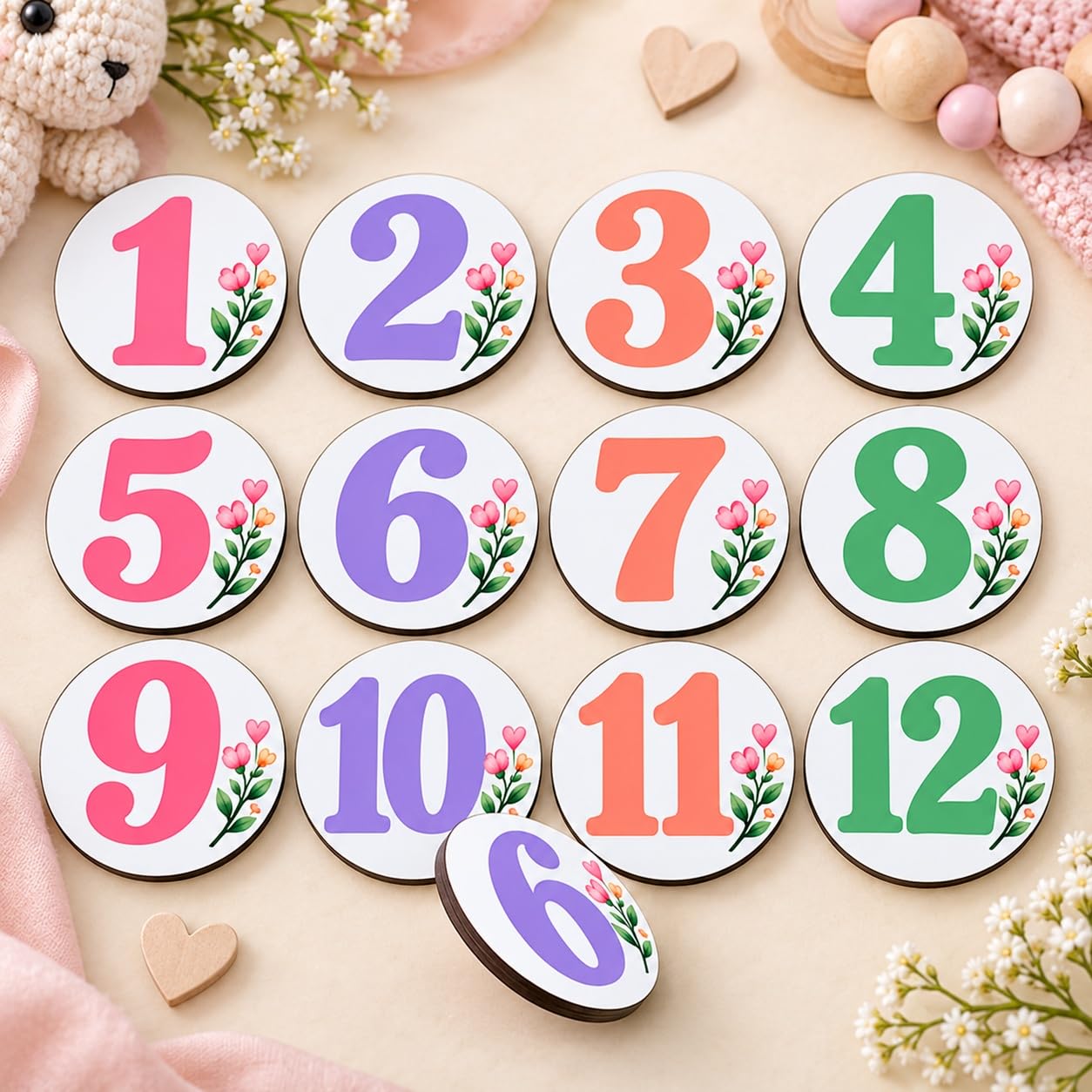 Baby monthly milestone board with bunny design
