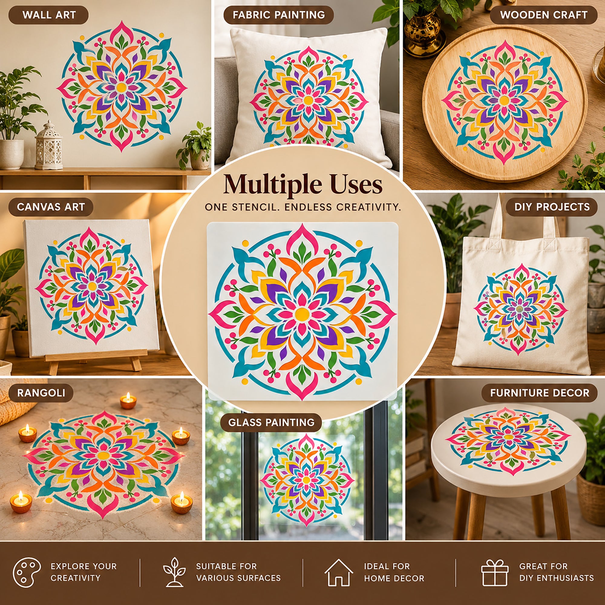 diwali pooja decor mandala stencil
