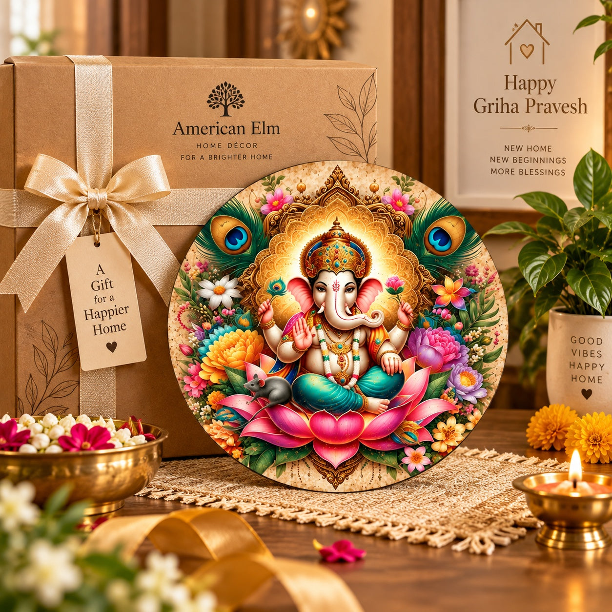 ganesha mandir wall decoration