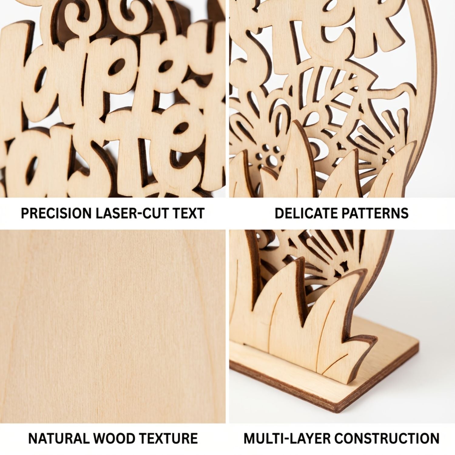 Easter tabletop candle holder with egg cutout design