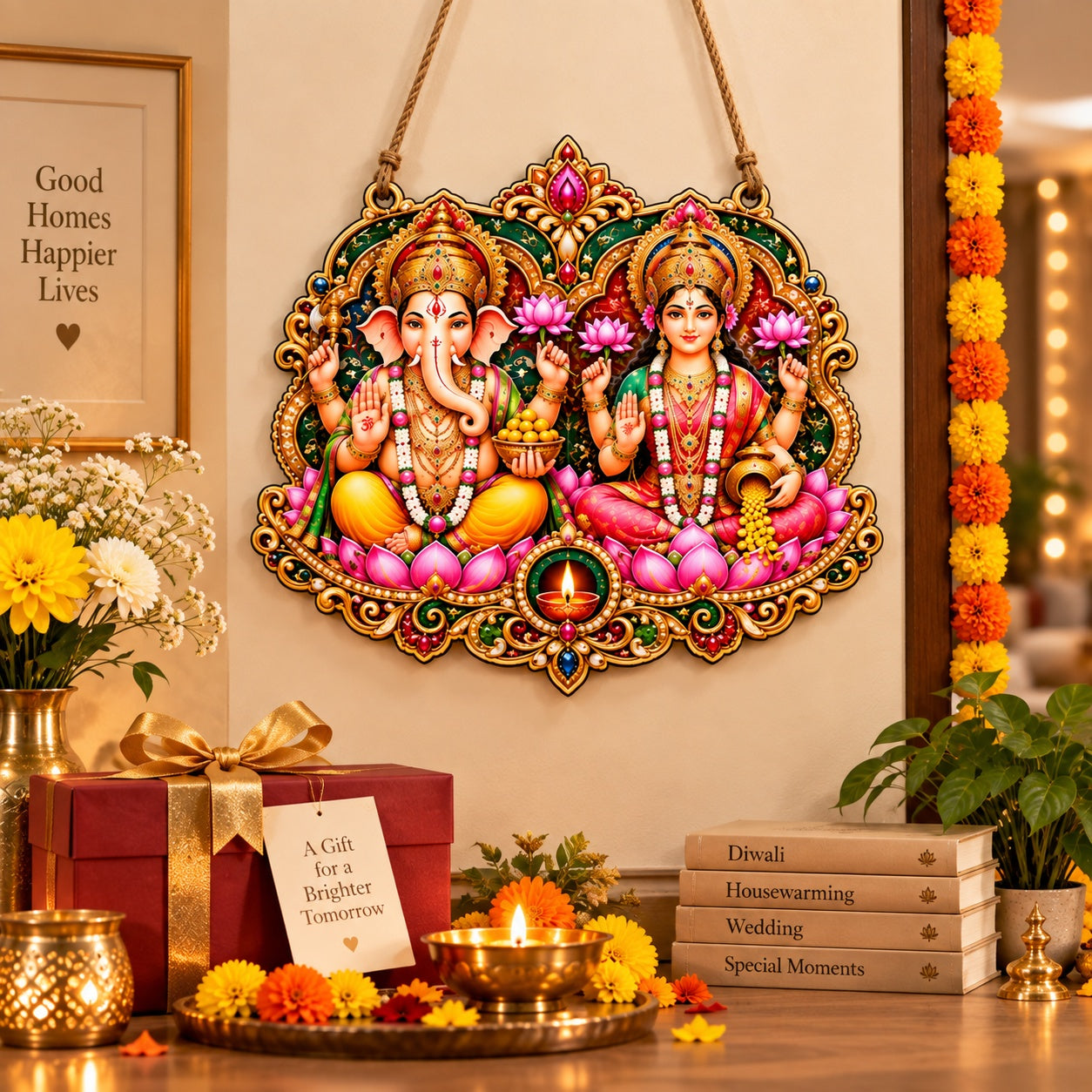 festive wall decor for Diwali pooja