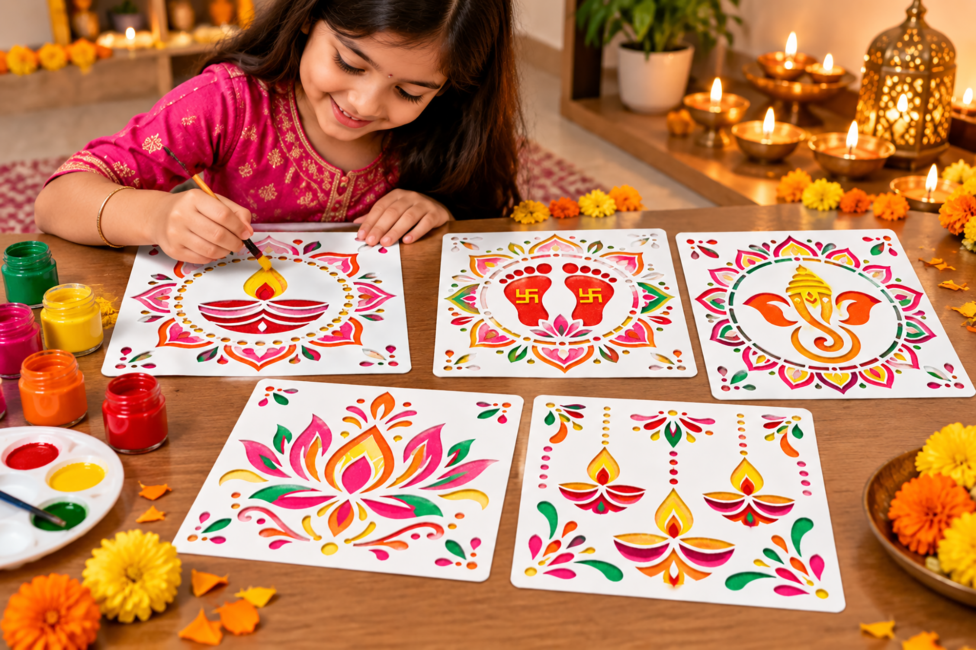 diwali art and craft stencil