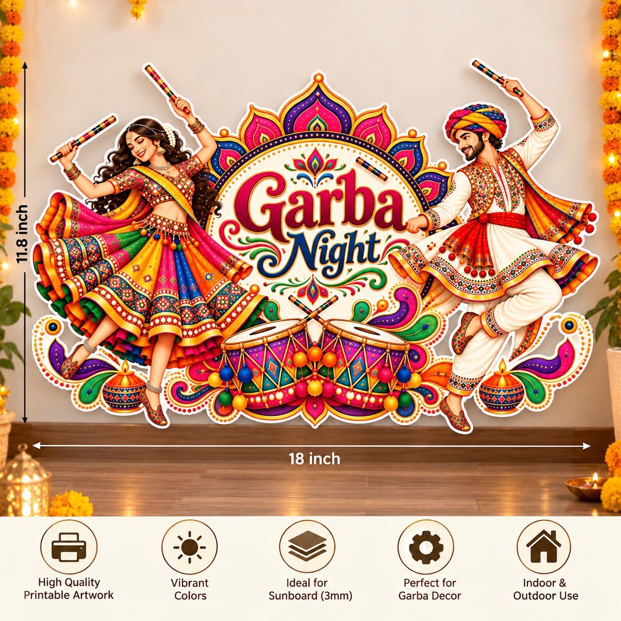 Dandiya dance wall decoration for Navratri
