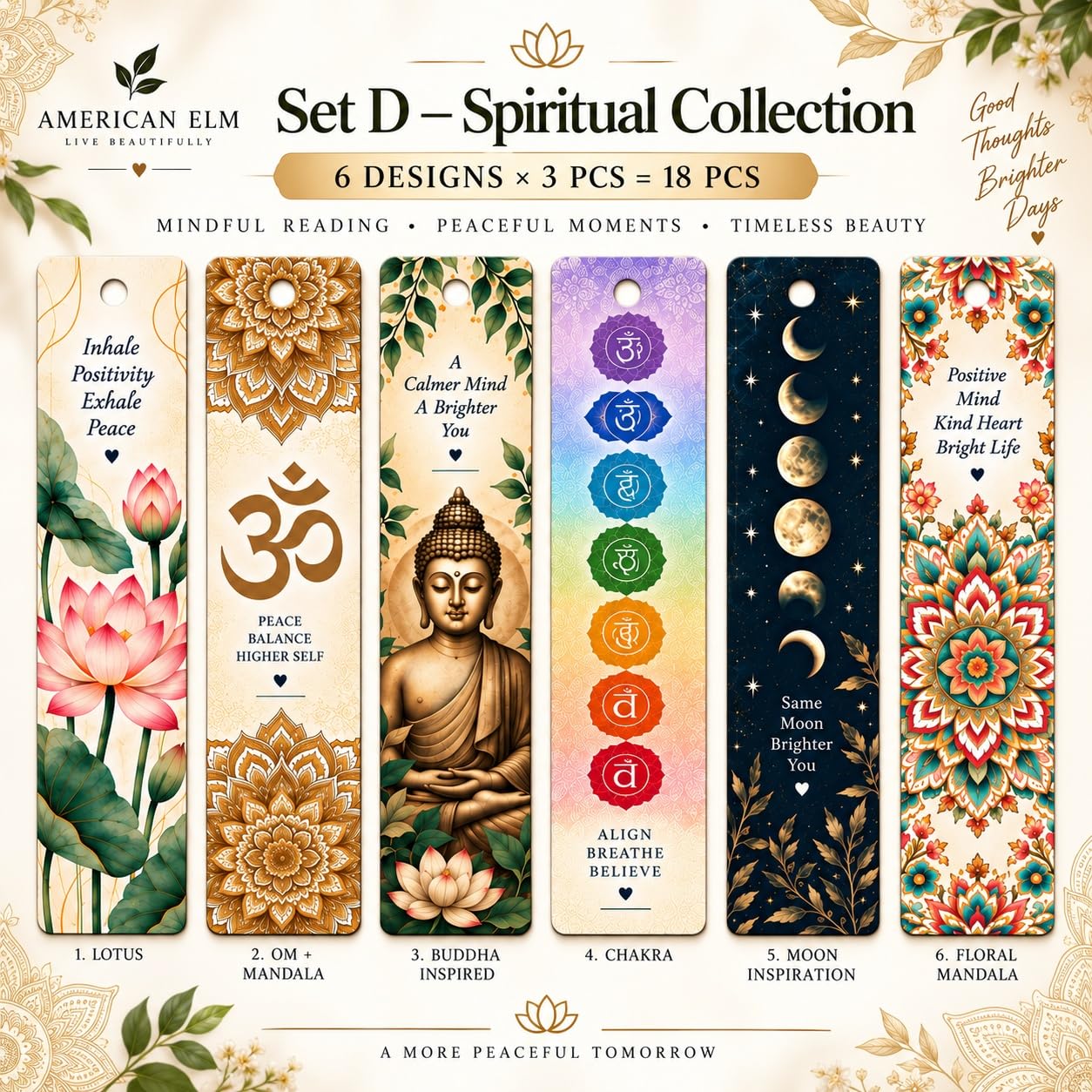 moon design spiritual bookmarks set