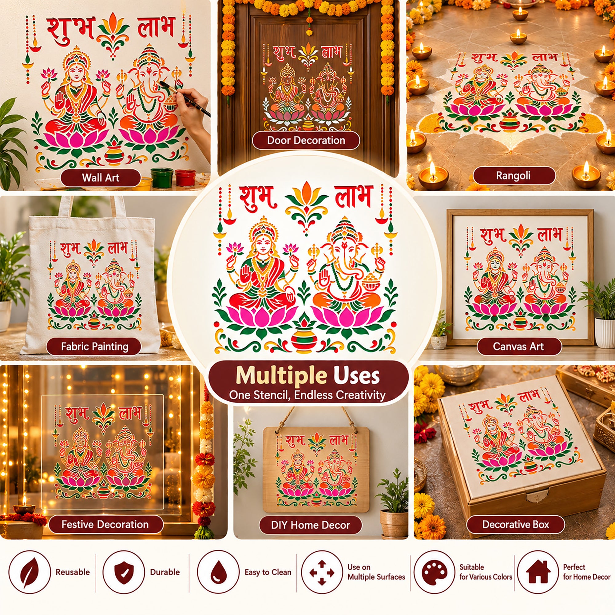 shubh labh door decoration stencil