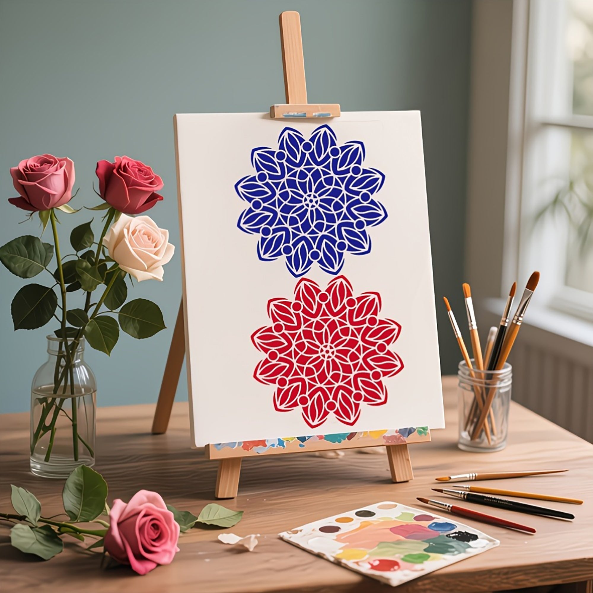 reusable mandala template for wood and wall painting