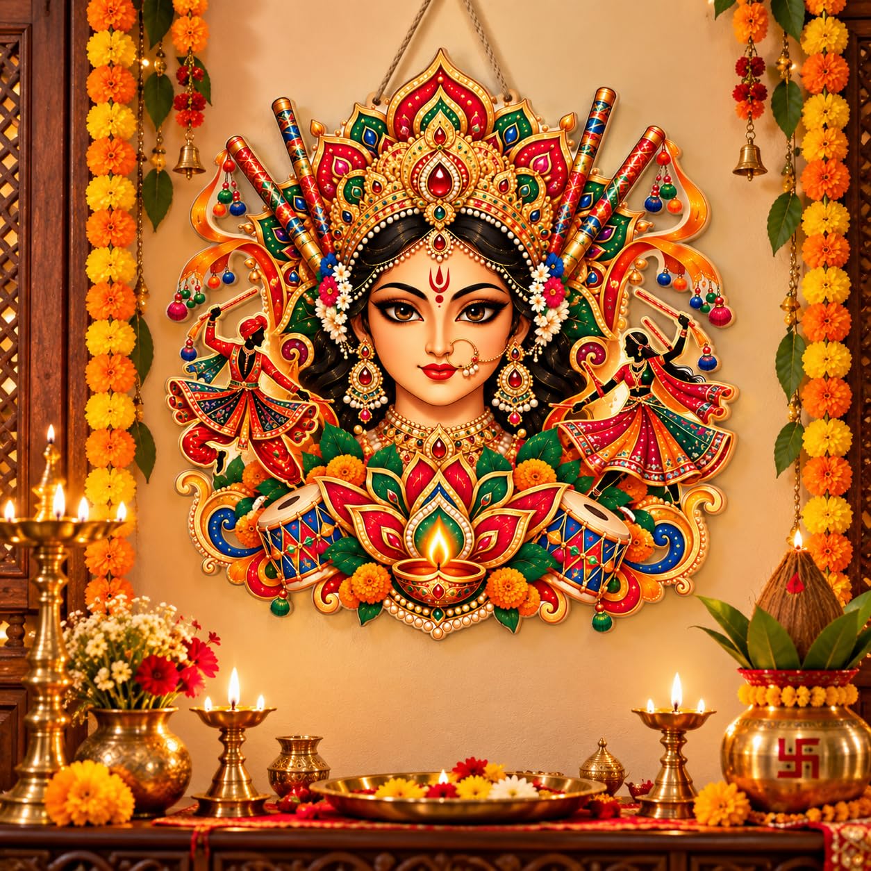 Hindu goddess wall art for home temple