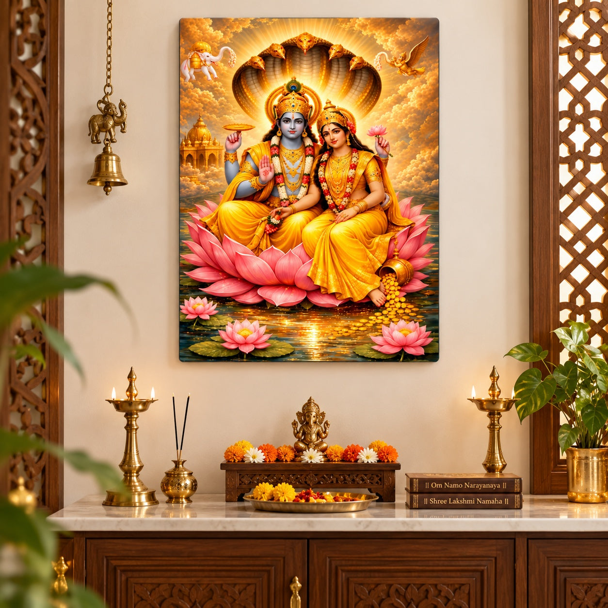 religious wall art for mandir Lakshmi Narayan