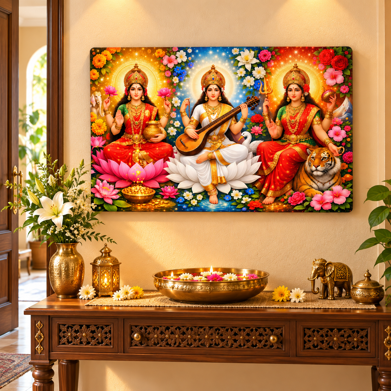 Hindu devotional wall hanging for home