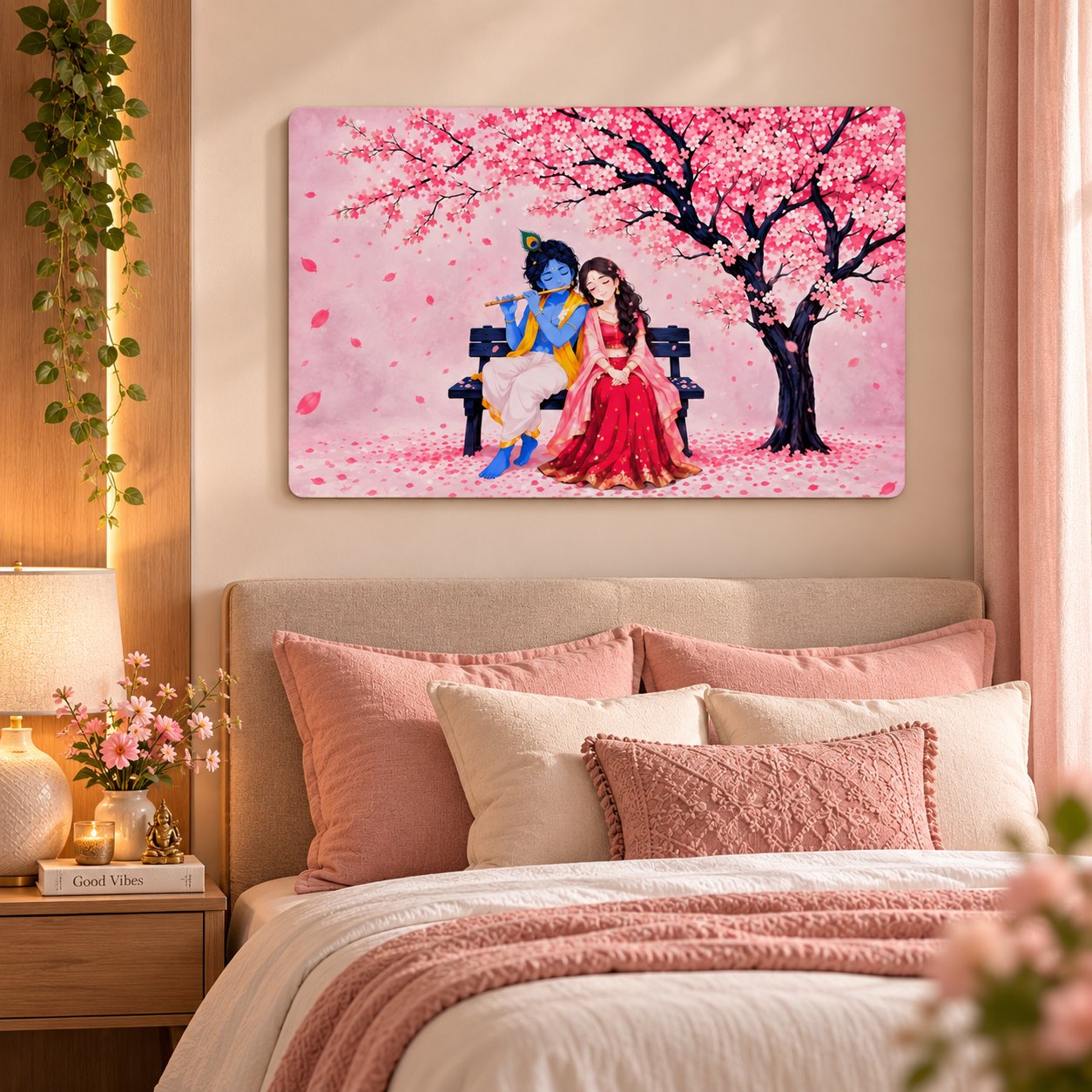 Romantic Krishna Radha wall art for home
