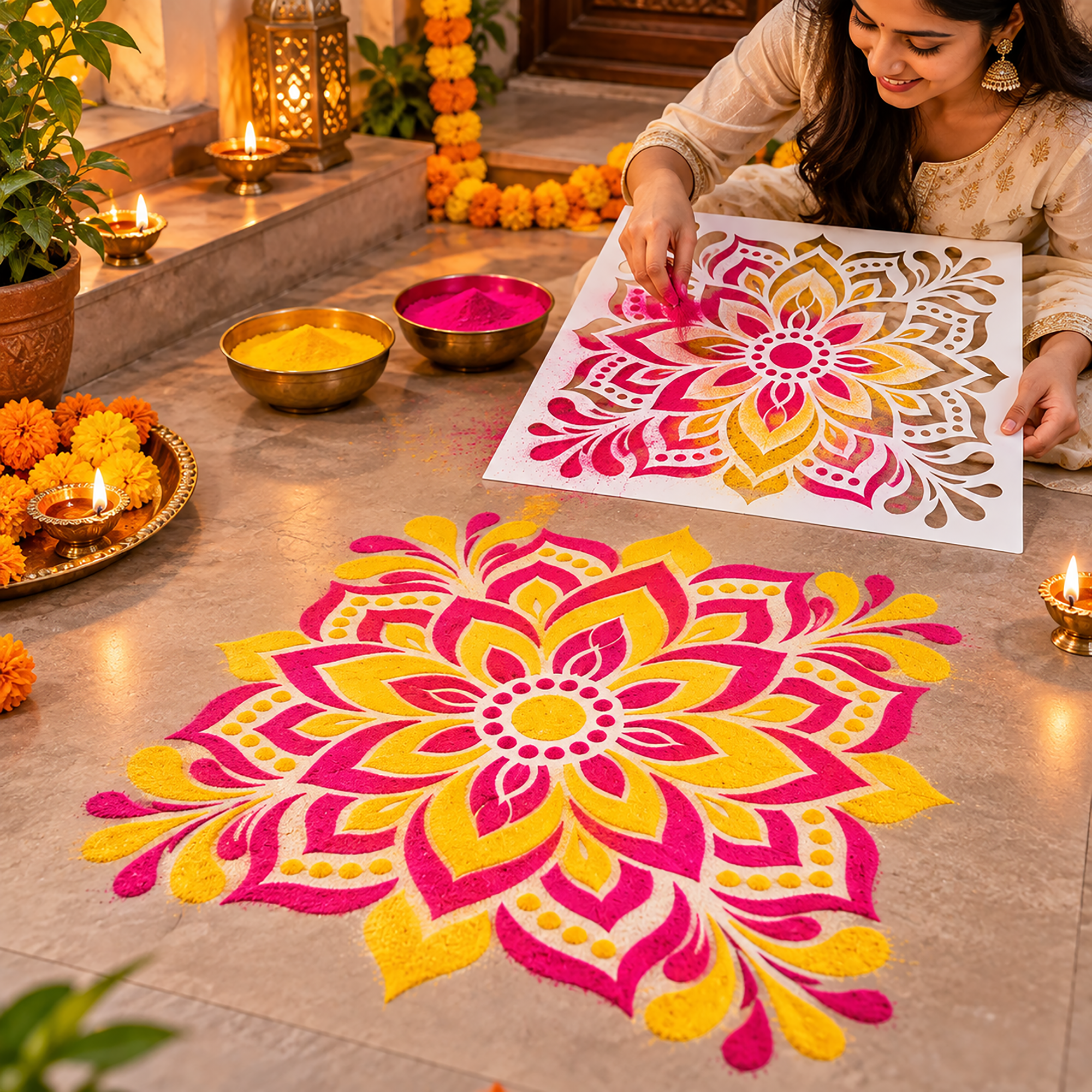 large rangoli stencil for floor art