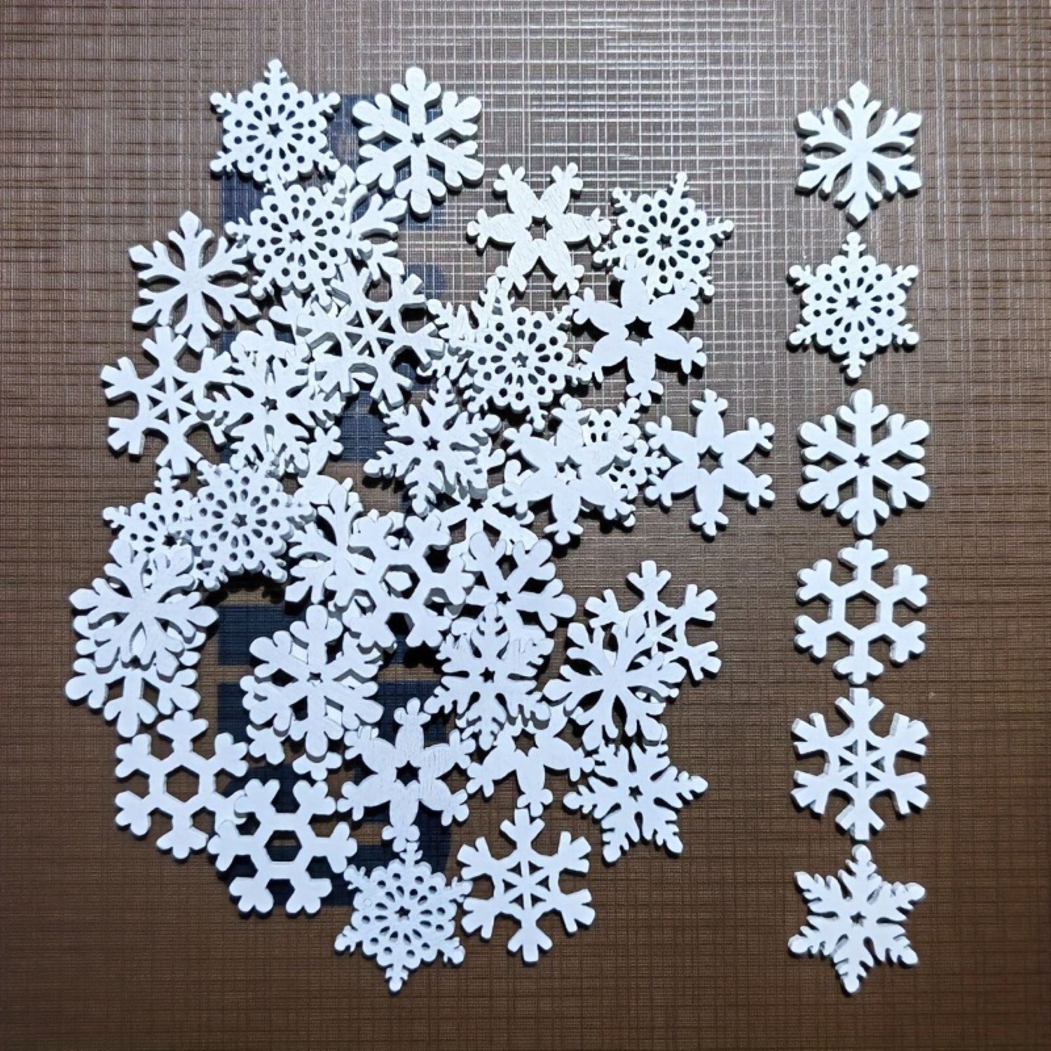Wooden snowflake cutouts for crafts