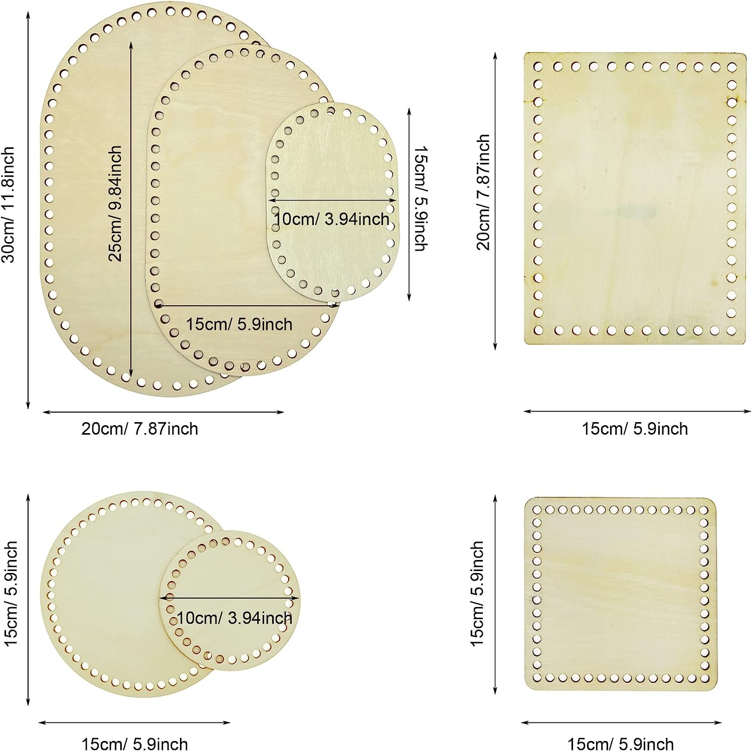 Wooden coasters with dimensions displayed