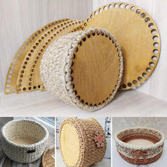 American Elm 3 Size Oval Basket Bottom Set Wooden MDF Bases with Holes for DIY Crochet Bags & Storage Craft Supplies