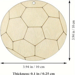 Wooden geometric pendant with measurements on a white background
